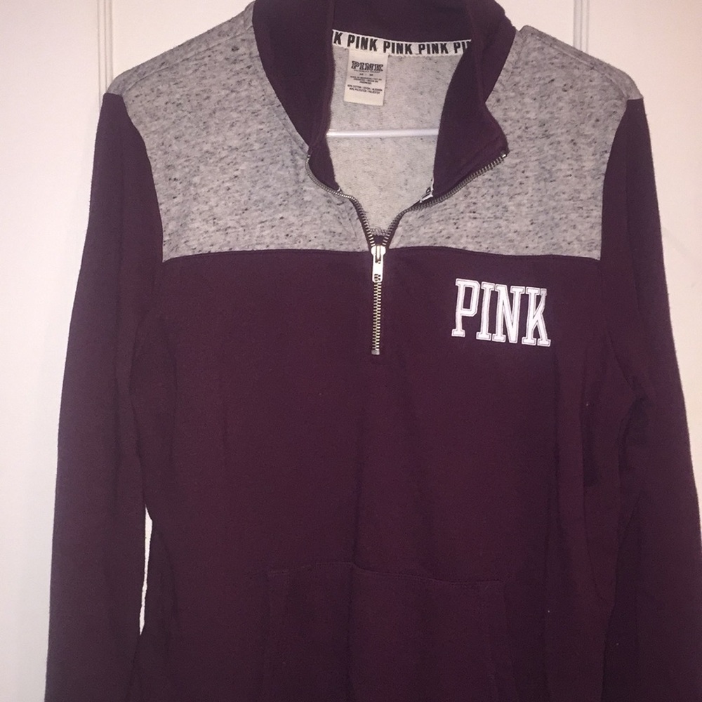 PINK quarter zip sweatshirt Maroon Size M